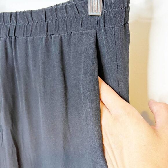 Club Monaco Silk Pants Womens 8 Tassel Elastic Waist Wide Leg Cropped Pull on - Picture 3 of 7